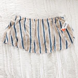 blue and cream striped bandeau top